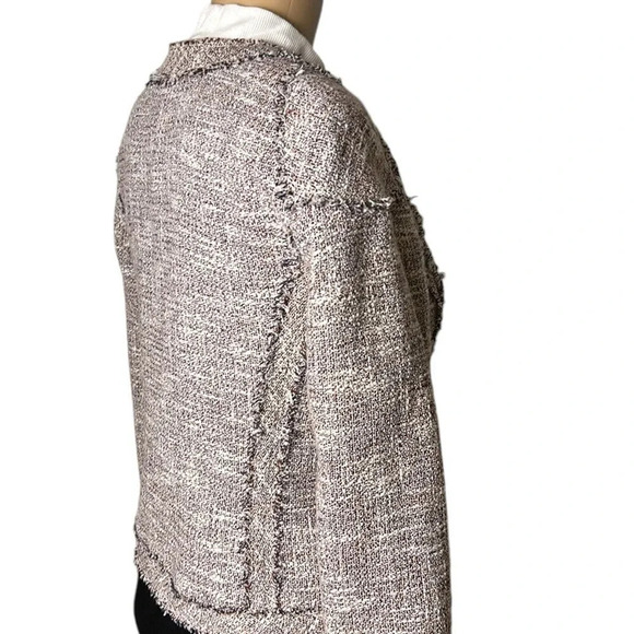 BR linen blend blazer,fray,tweed,scoop,zip,preppy clueless,academia,career,EC - Picture 5 of 14